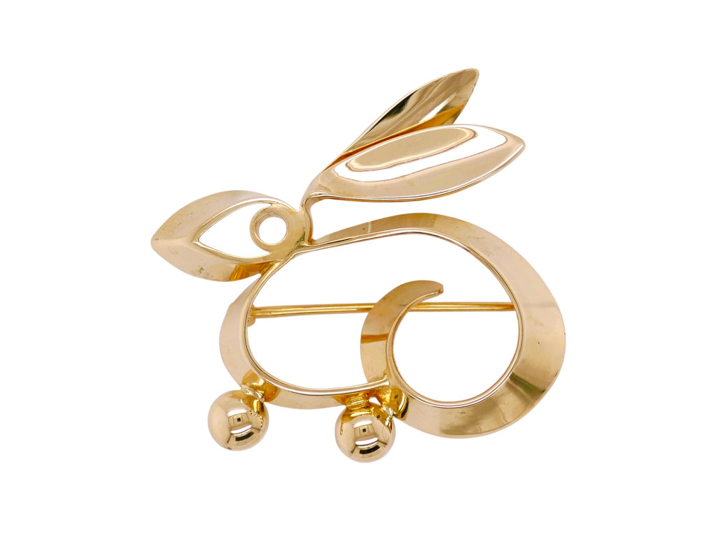 Tiffany & Co. 14k Yellow Gold Mid-Century Rabbit Brooch