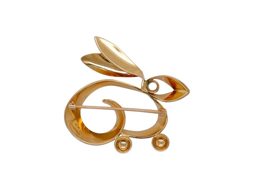 Tiffany & Co. 14k Yellow Gold Mid-Century Rabbit Brooch